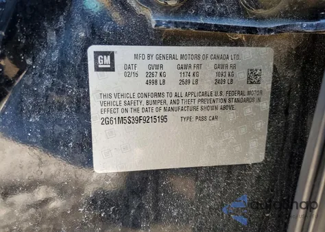 2015 Cadillac Xts Luxury Collection из США, поврежденный, VIN 2G61M5S39F9215195